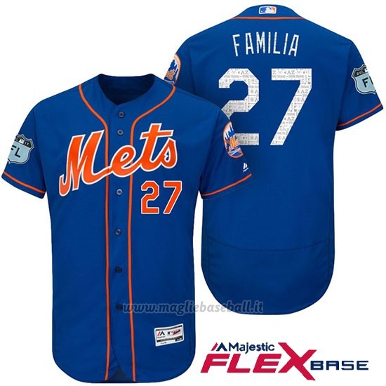 Maglia Baseball Uomo New York Mets Jeurys Familia 2017 Allenamento Primaverile Flex Base Giocatore